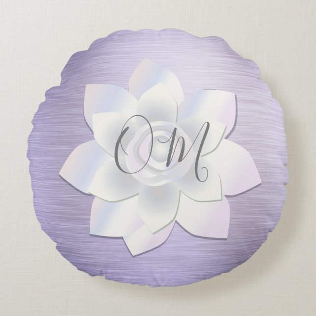 Elegant Lavender Lotus OM Rond Kussen (Voorkant)