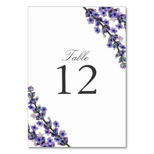 Elegant Lavender Mariage Carte Numéro de table (Dos)