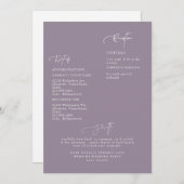 Élégant Lavender Mariage détails Invitation (Devant / Derrière)