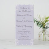 Elegant Lavender met White Swirls Wedding Programma (Staand voorkant)