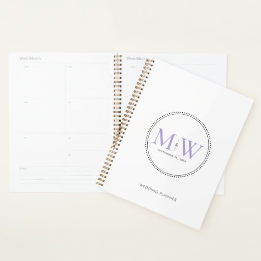 Elegant Lavender Monogram Wedding Planner (Display)