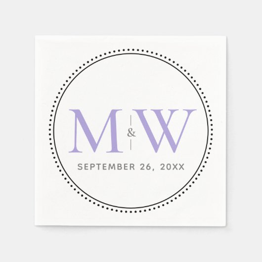 Elegant Lavender Monogram Wedding Servet (Voorkant)