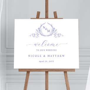 Élégant Lavender Monogrammed Mariage Affiche de bi