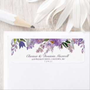 Elegant Lavender Paars Floral Return Address Etiket
