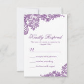 Elegant Lavender Paars Lace Pattern RSVP (Voorkant)