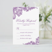 Elegant Lavender Paars Lace Pattern RSVP (Staand voorkant)