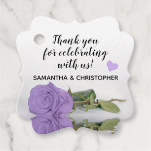 Elegant Lavender Paars Roos Weddenschap Hartelijk Bedankjes Labels