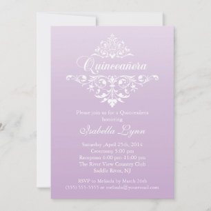Elegant Lavender Paarse Ombre Quinceañera Partij Kaart