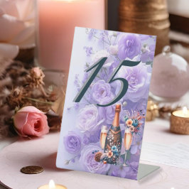 Elegant Lavender Purple Floral Wedding Table Numbe Reclamebord Met Voetstuk