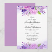 Elegant Lavender Purple Flowers Wedding Kaart (Voorkant / Achterkant)