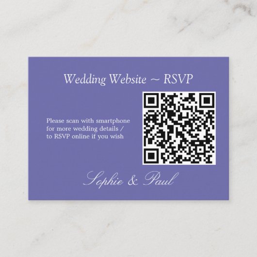Elegant Lavender QR Code Site Web Carte RSVP (Devant)