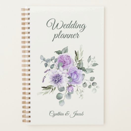Elegant Lavender Roses Eucalyptus Wedding Planner (Devant)