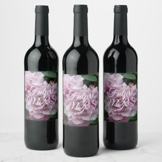 Elegant Lavender Rozen Gepersonaliseerd Vrijgezell Wijn Etiket (Flessen)