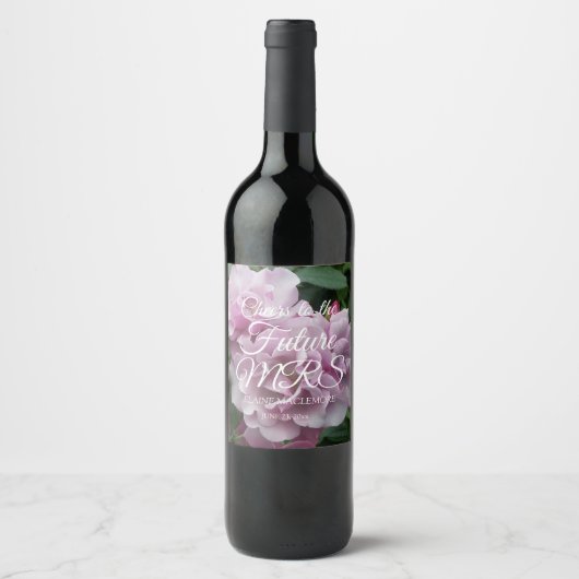 Elegant Lavender Rozen Gepersonaliseerd Vrijgezell Wijn Etiket (Voorkant)