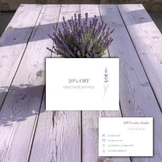Elegant Lavender Sprig Botanical Design Kortingskaartje