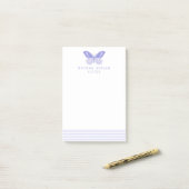 Elegant Lavender Stripes & Butterfly Post-it Notes (Op bureau)
