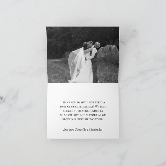 Elegant Lavender Waterverf Floral Wedding Foto Bedankkaart (Binnen)