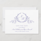 Elegant Lavender Waterverf Monogram Calligrafie Save The Date (Voorkant)