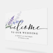 Elegant Lavender Waterverf Welcome Wedding Acryl Bord (Hoek)