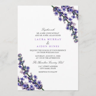 Elegant Lavender Wedding Invitation Kaart