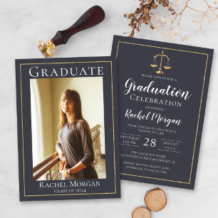 Elegant Law School Gold Justice Afstuderen Foto Kaart