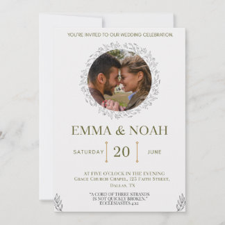 Elegant Leaf Arch Wedding Invitation with Ecclesia Kaart