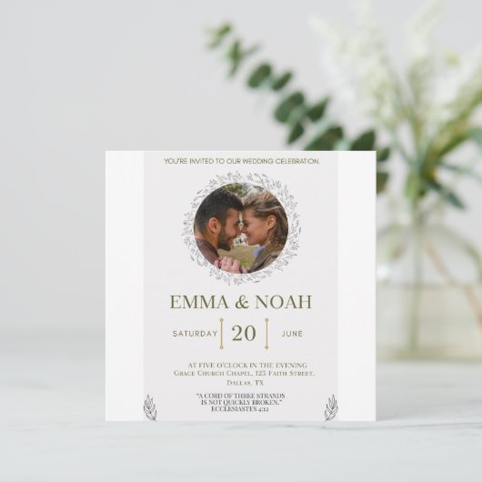 Elegant Leaf Arch Wedding Invitation with Ecclesia Save The Date (Staand voorkant)