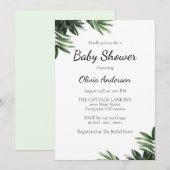 Elegant Leaf Baby shower Invitation Kaart (Voorkant / Achterkant)
