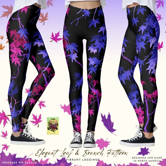 Elegant Leaf en Branch Pattern Vibrant Leggings