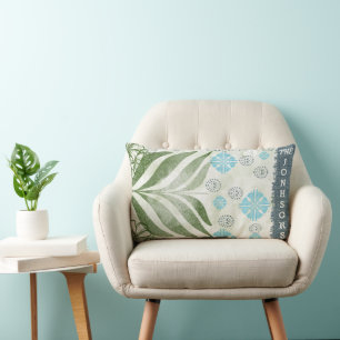 Elegant Leaf Family Name Accent Pillow Kussen