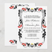 Elegant Leaf Florals and Swirls Wedding Invitation Kaart (Voorkant / Achterkant)