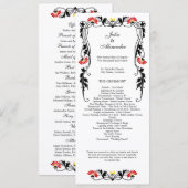 Elegant Leaf Florals and Swirls Wedding Programme Programma (Voorkant / Achterkant)