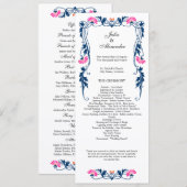 Elegant Leaf Florals and Swirls Wedding Programme Programma (Voorkant / Achterkant)