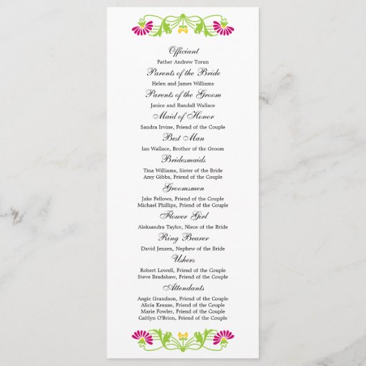 Elegant Leaf Florals and Swirls Wedding Programme Programma (Achterkant)