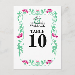 Elegant Leaf Florals & Swirls Table Number Kaart