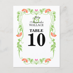 Elegant Leaf Florals & Swirls Table Number Kaart