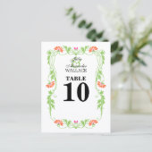 Elegant Leaf Florals & Swirls Table Number Kaart (Staand voorkant)