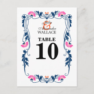 Elegant Leaf Florals & Swirls Table Number Kaart