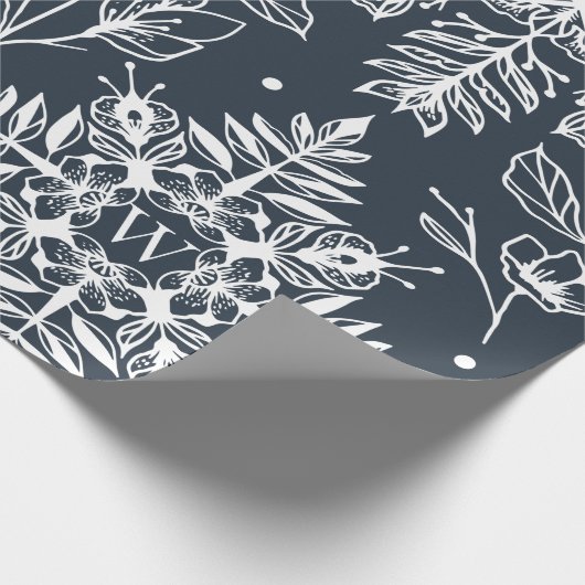 Elegant Leaf Foliage Snowflake Patroon Kerstmis Cadeaupapier (Hoek)