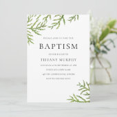 Elégant Leaf Garçon ou Girl Baptême Invitation (Debout devant)