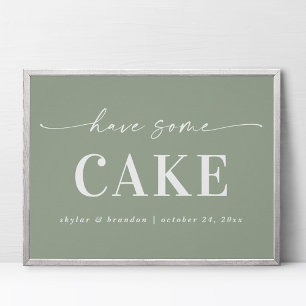 Elegant Leaf Green heeft een tintbord voor het cak Poster