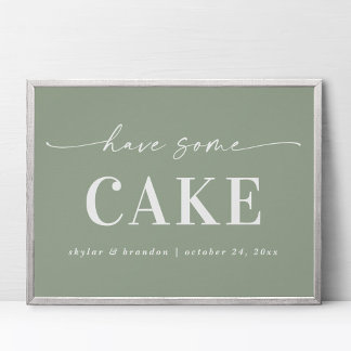Elegant Leaf Green heeft een tintbord voor het cak Poster