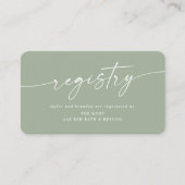 Elegant Leaf Green Wedding Shower Gift Registry Informatiekaartje (Voorkant)