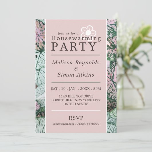 Elegant Leaf, Housewarming Party Invite Aankondiging (Staand voorkant)