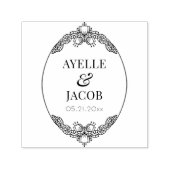 Elegant Leaf Lijst Monogram Rubber Weddenschap Sta Zelfinktende Stempel (Design)