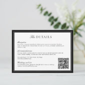 Elegant Leaf Monogram Trouwen QR Code Details Informatiekaartje (Staand voorkant)