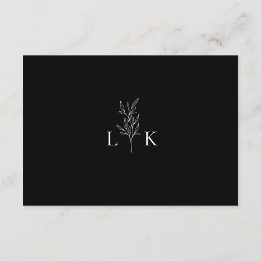 Elegant Leaf Monogram Trouwen QR Code Details Informatiekaartje (Achterkant)