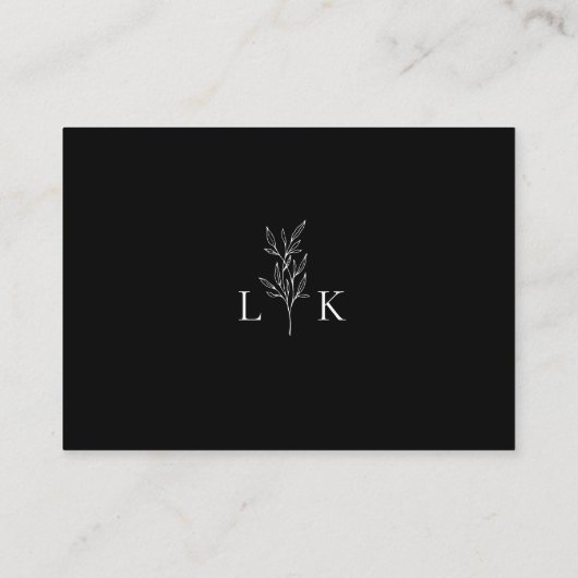Elegant Leaf Monogram Trouwen QR Code RSVP Informatiekaartje (Achterkant)