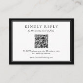 Elegant Leaf Monogram Trouwen QR Code RSVP Informatiekaartje (Voorkant)