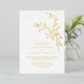 Elegant Leaf Wedding Gold Folie Uitnodiging (Staand Voorkant)